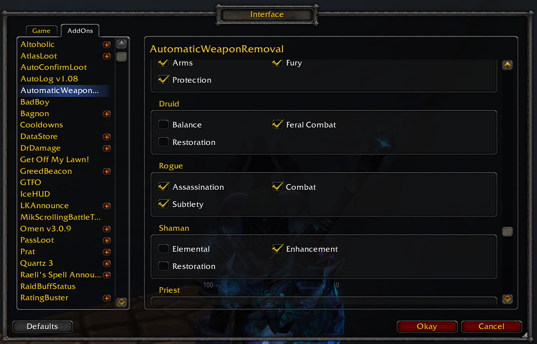 AutomaticWeaponRemoval - World of Warcraft Addons - CurseForge