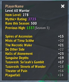 Mythic+ rating tooltip