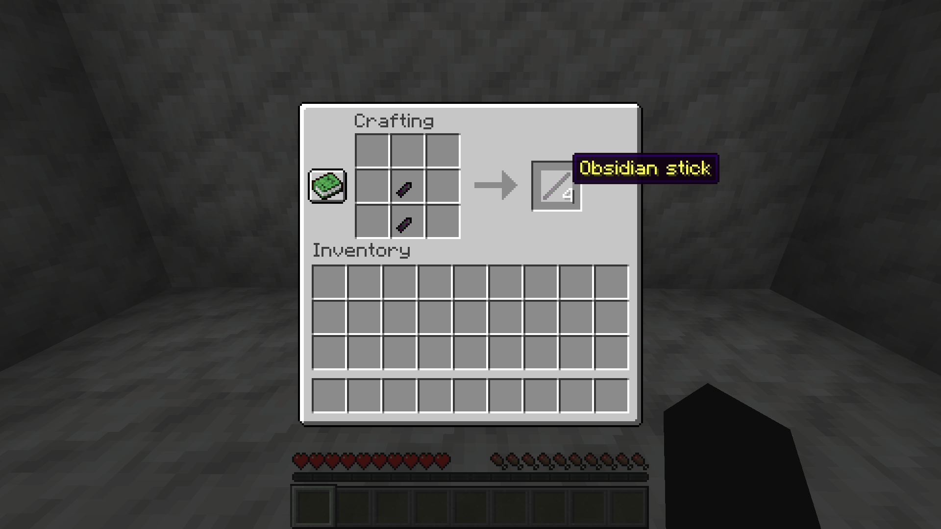 Recipe for obsidian stick