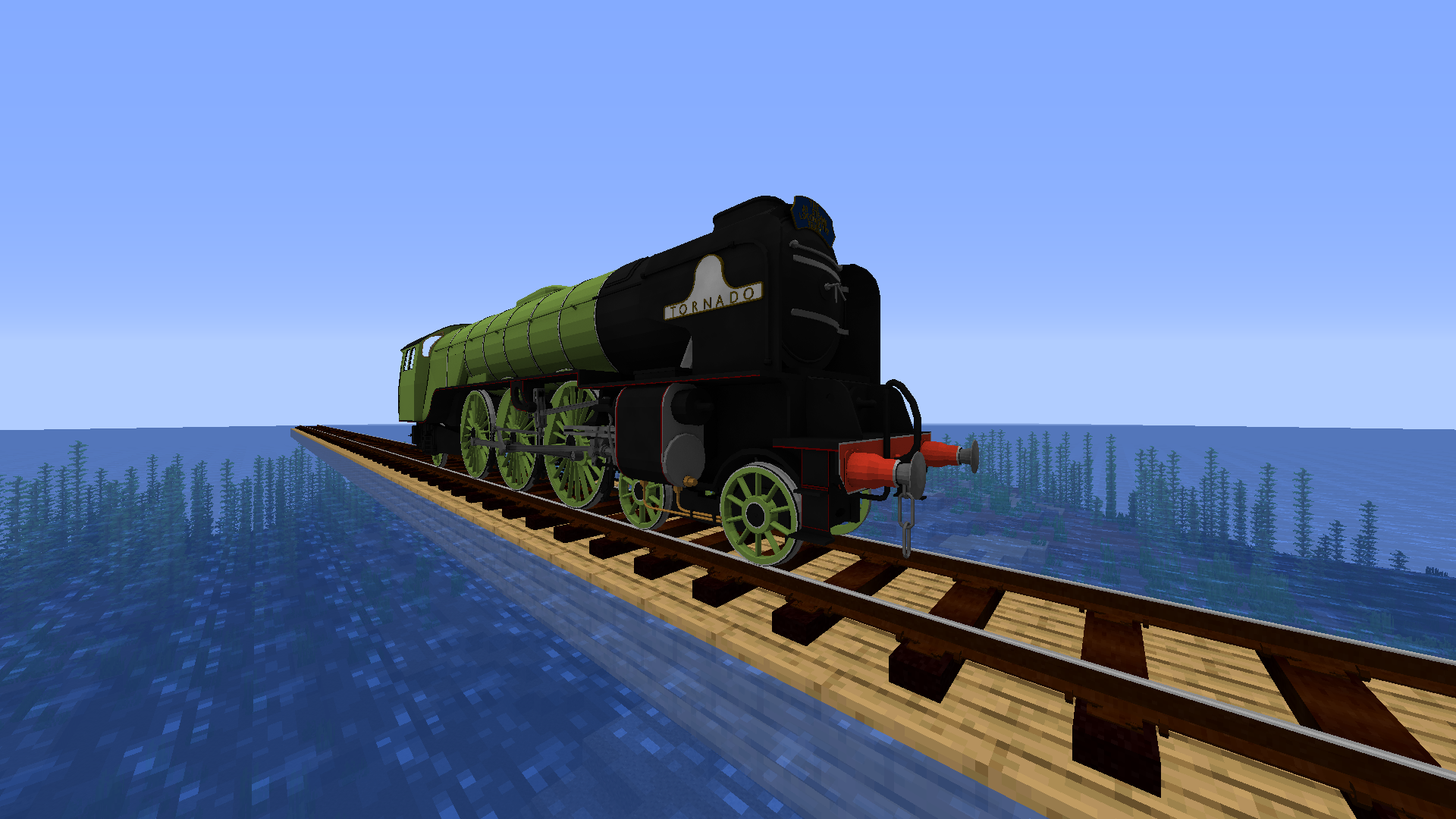 An A1 train moving along a bridge over water