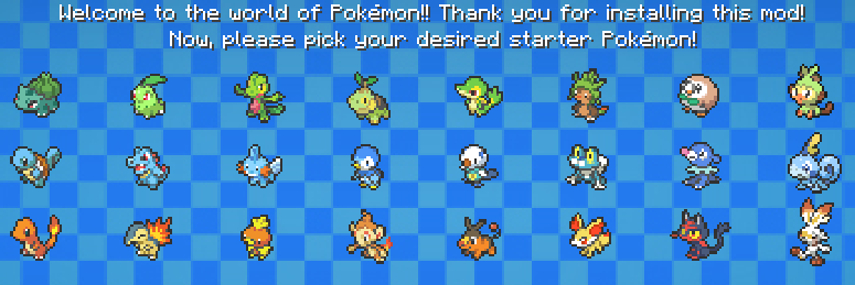 List of Selectable Starter Pokemon