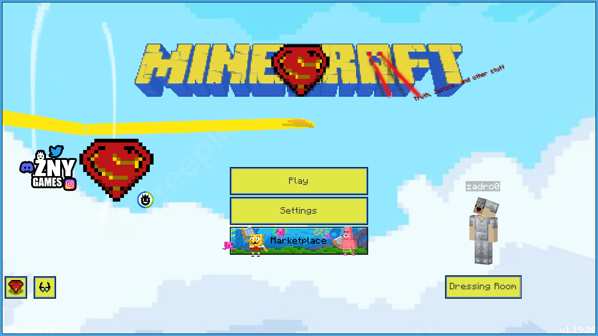 znygames themed gui texturepack superman windows - startscreen