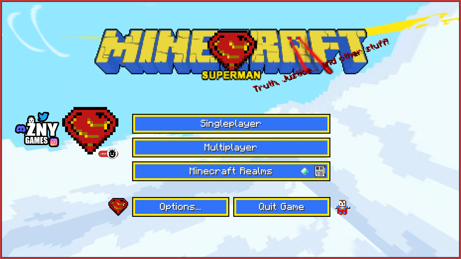 znygames themed gui texturepack superman java - startscreen