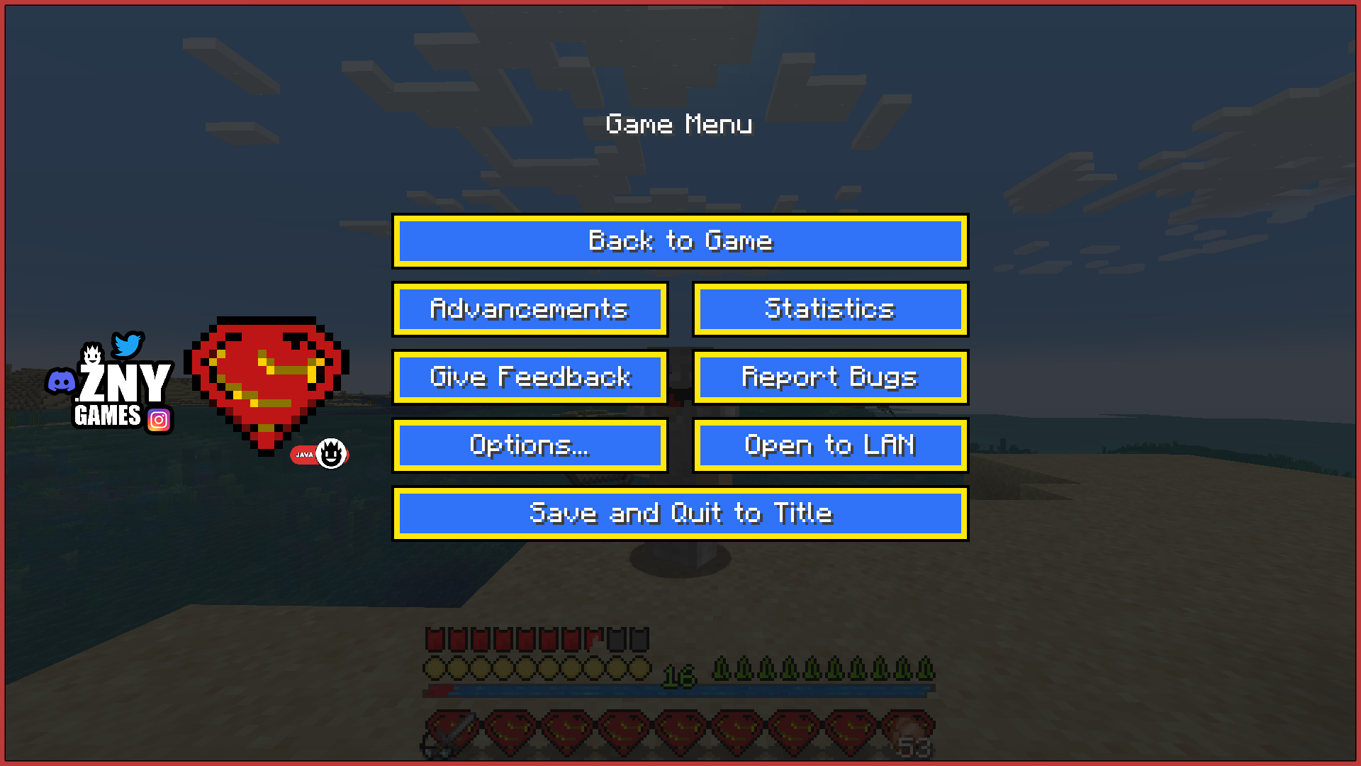 znygames themed gui texturepack superman java - menu