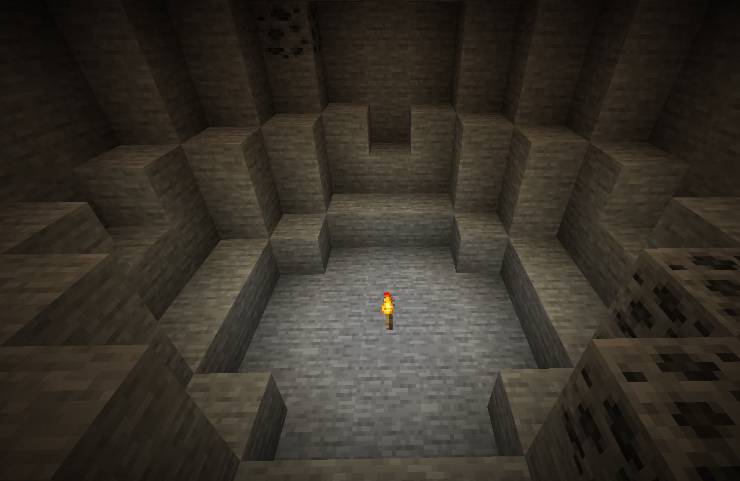 You'll start out inside a solid block big enough to get started without getting attacked.