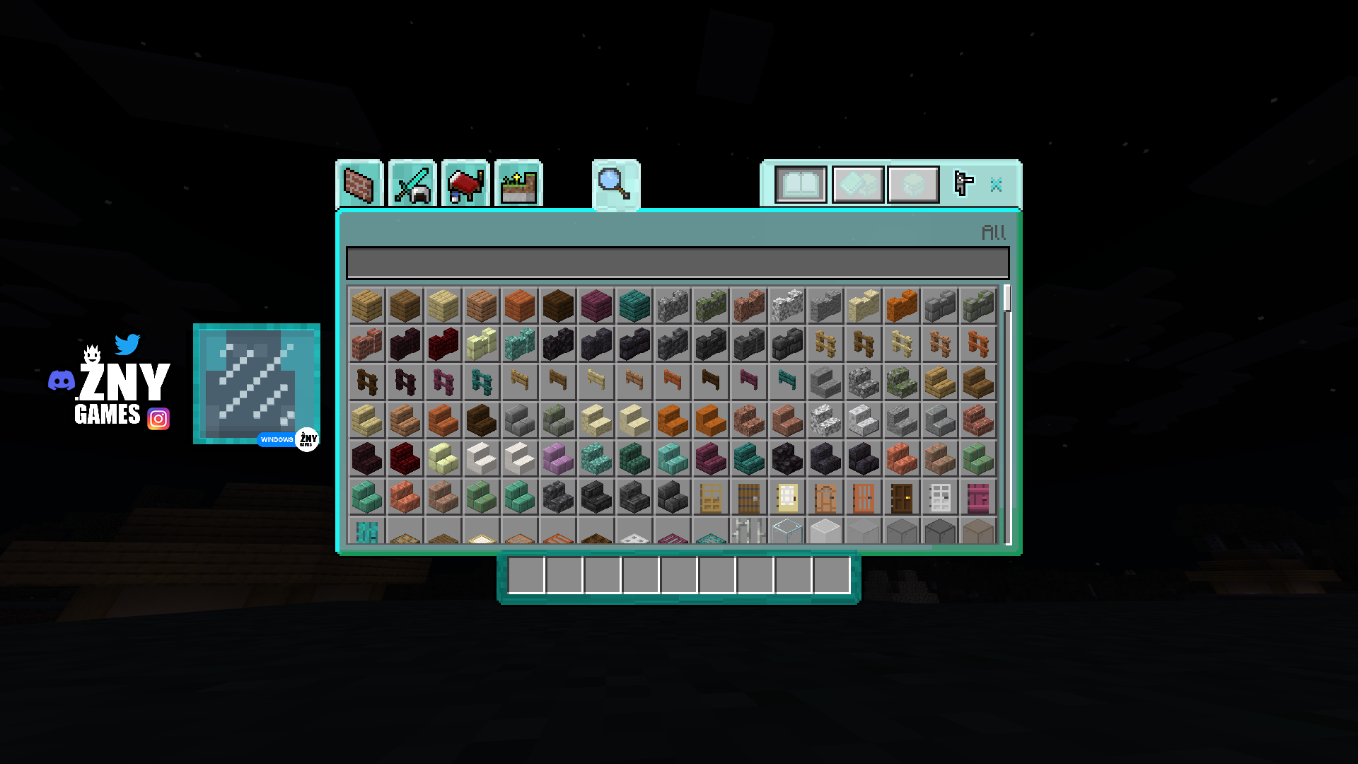 znygames themed gui texturepack glass windows - crafting
