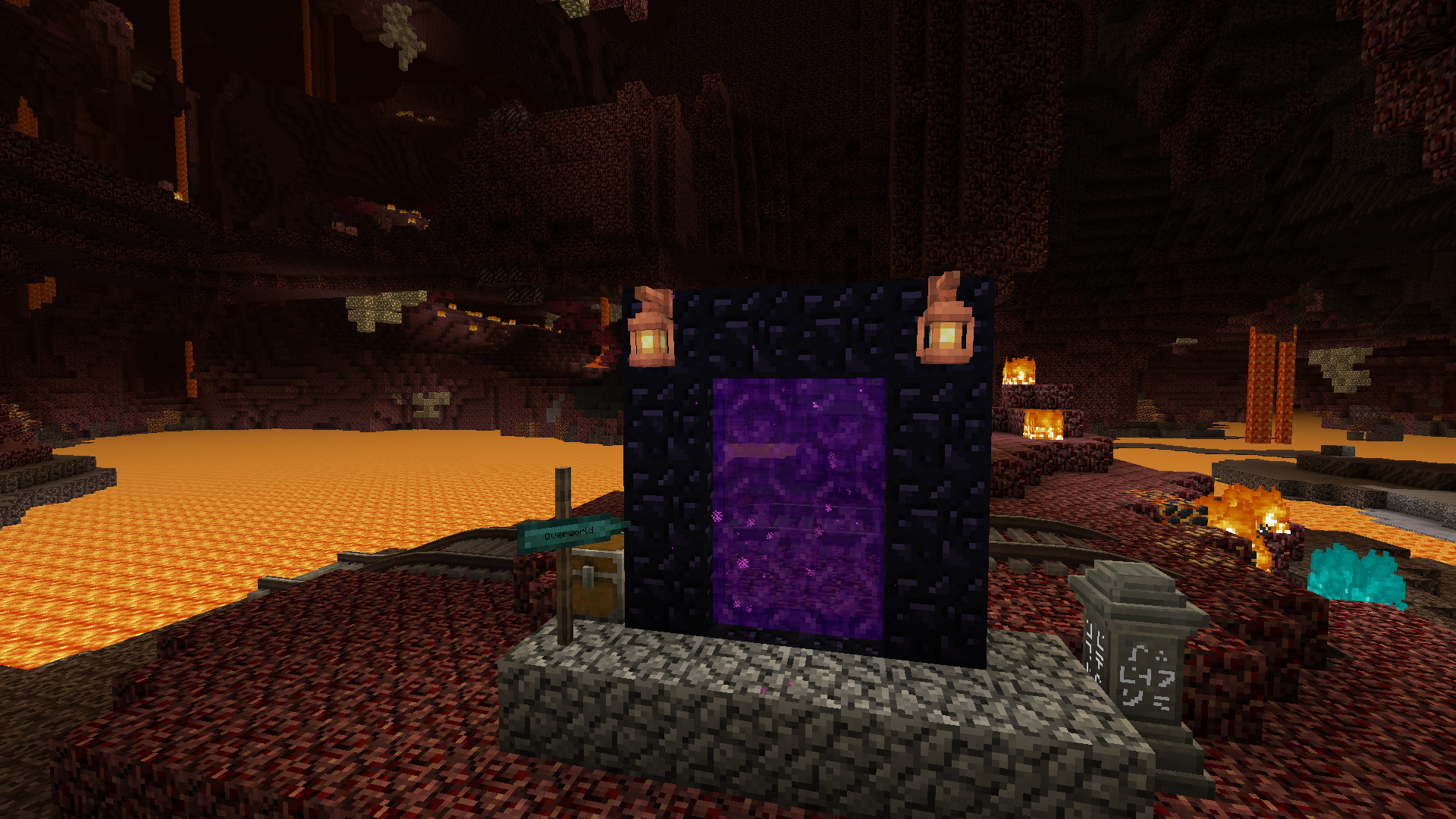 An example of how the Nether looks, along with some of the mods on display.