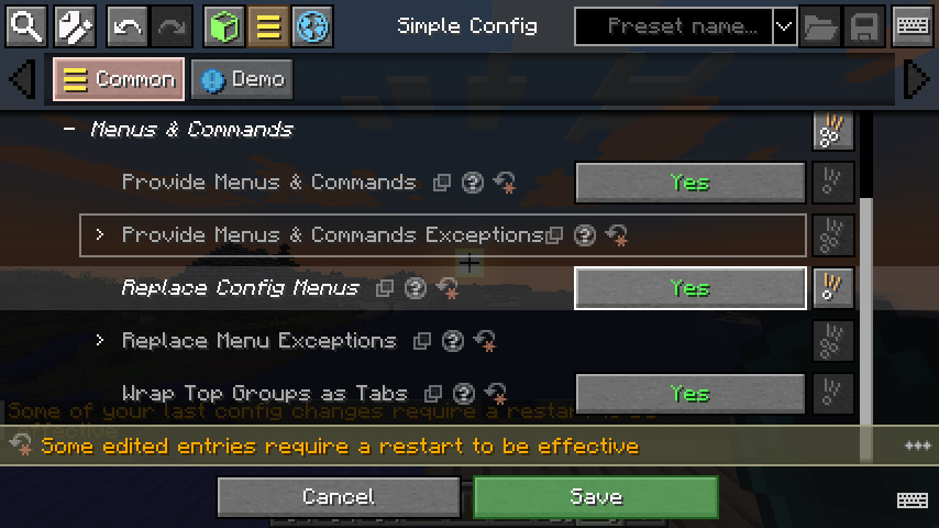 Simple Config - Replace Menus