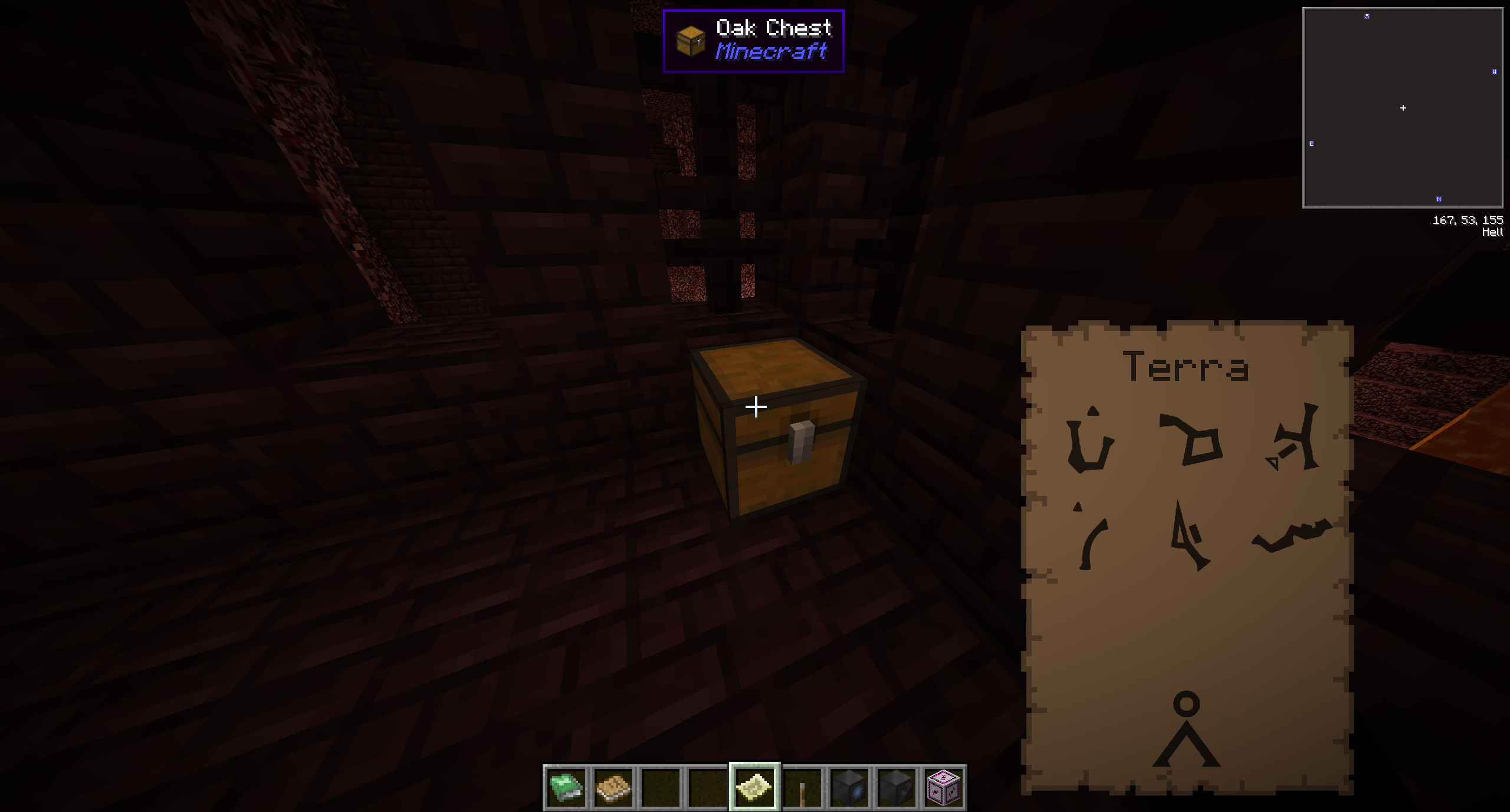 A notebook page with Earth's address is now a nether fortress chest drop.
One example of a huge suite of tweaks, changes and new textures that neatly integrate all of the mods.