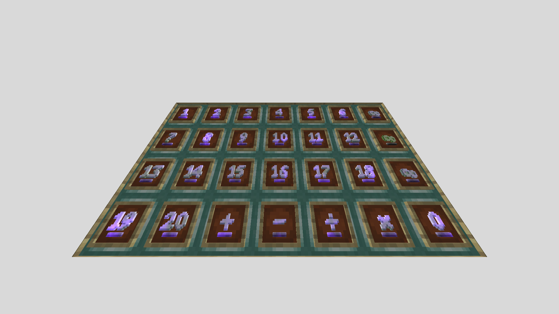 All items including debug (20 integers, 4 operators, infinity and the infinity mask's)