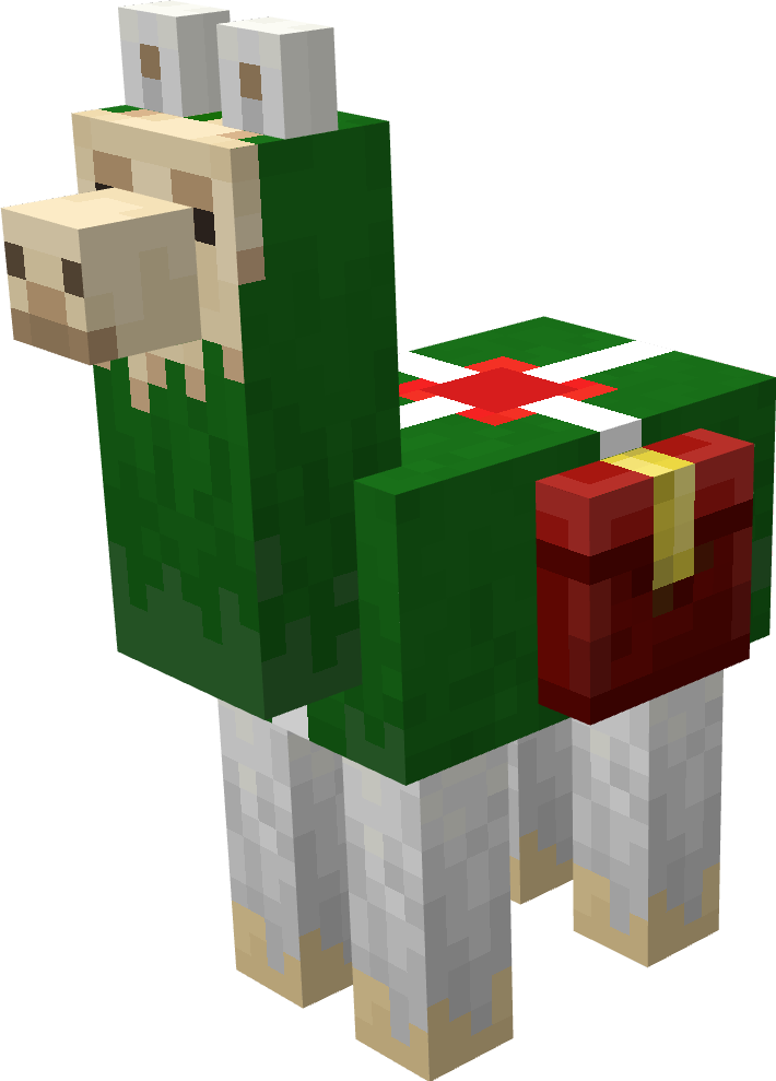 Can be disabled in configs. Festive Llamas will appear around Christmas time