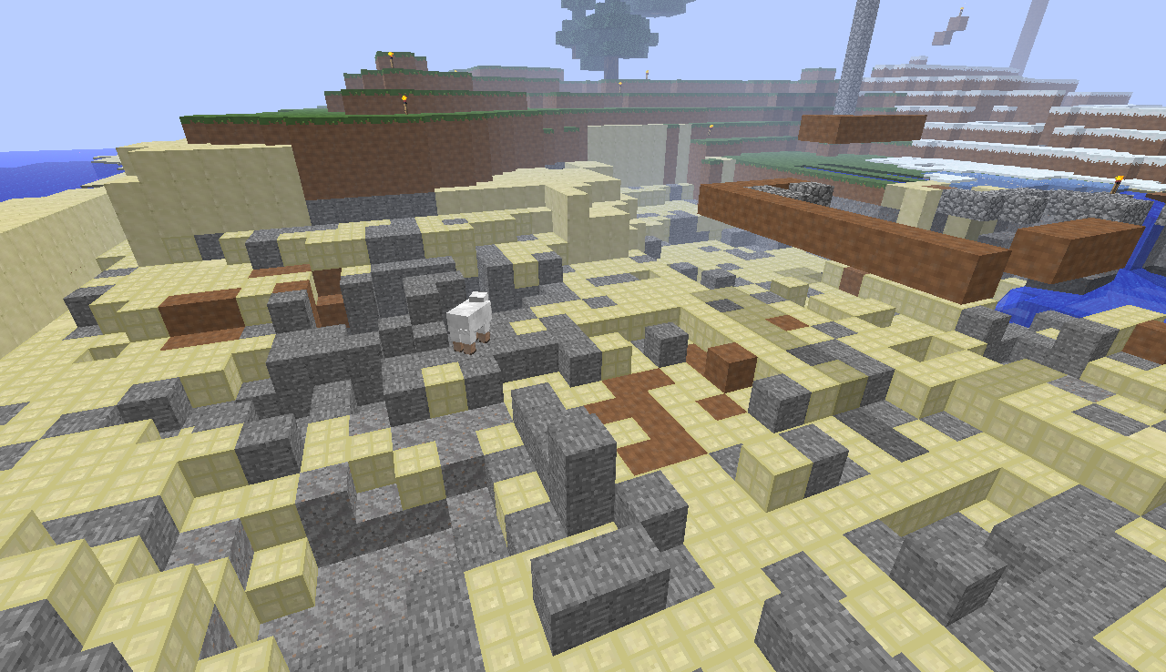 A huge crater created by the starve for TNT and glass in a factions server.
Featuring old Sandstone, the old Stone, and in th...