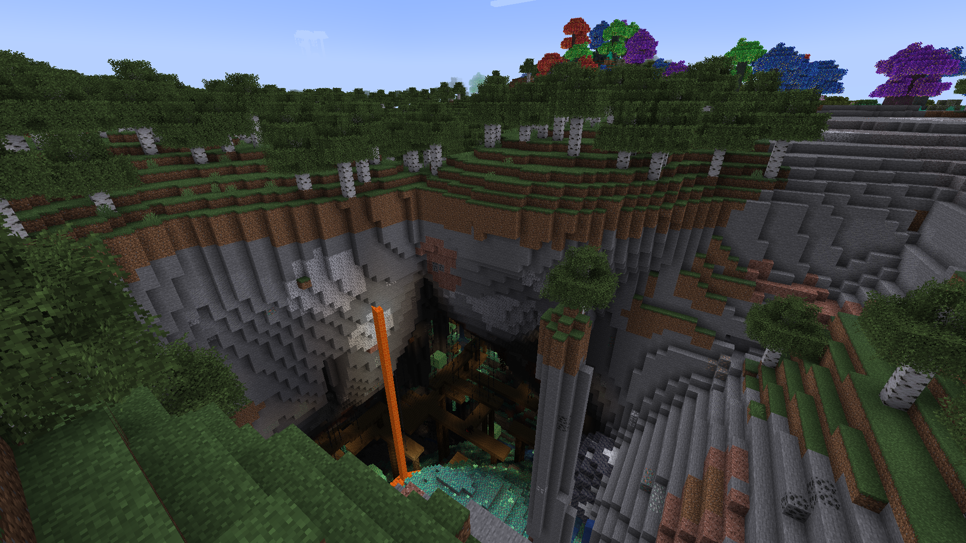 Beautiful mineshaft and a mysterious forest in the background.