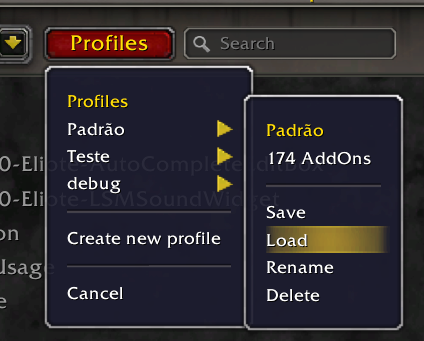 Profile Menu