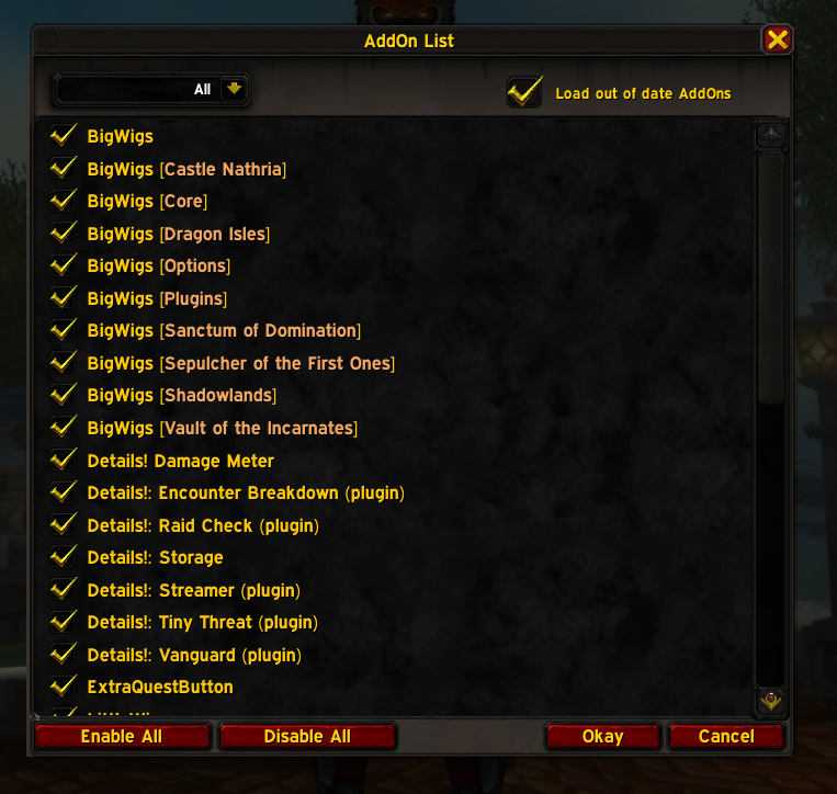 AddOn menu