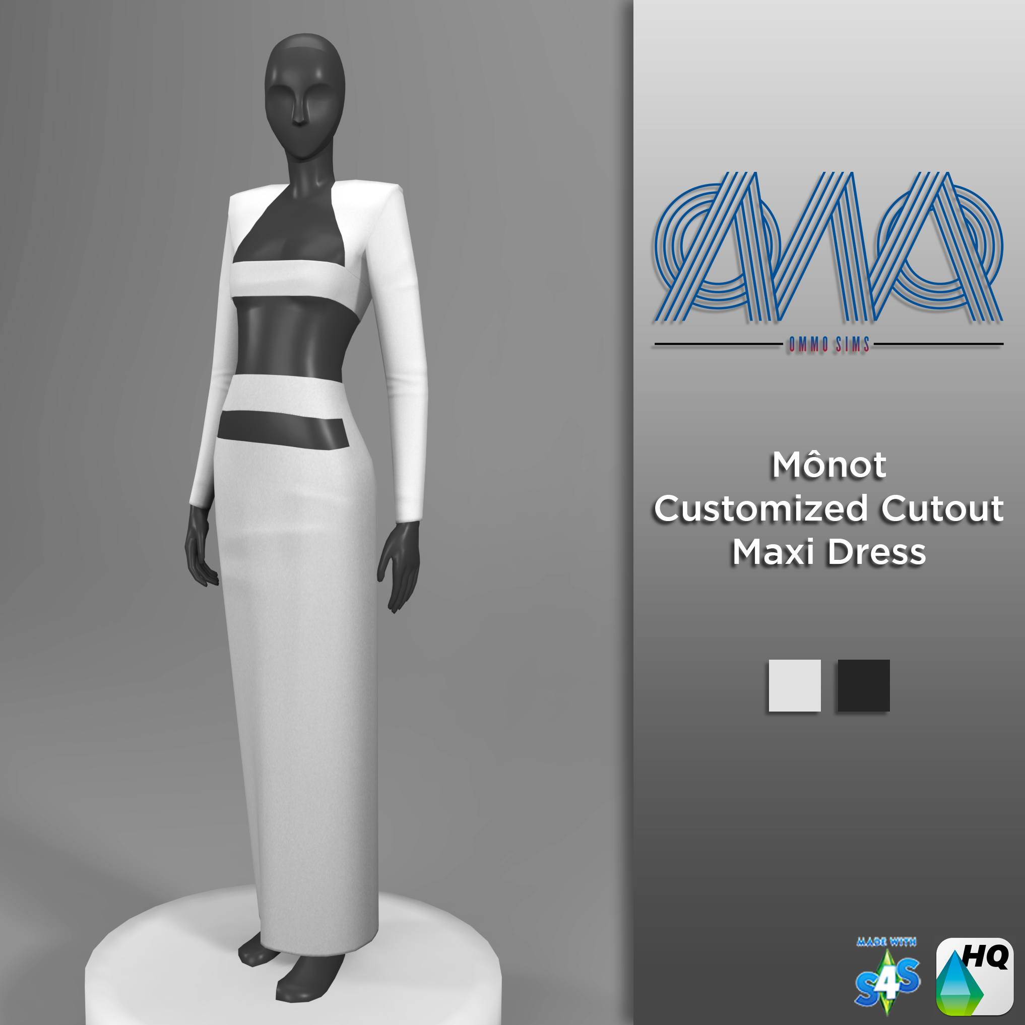 Mônot - Customized Cutout Maxi Dress - The Sims 4 Create a