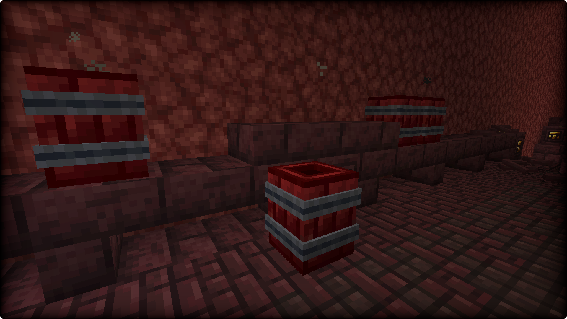 The explosive barrel behaves in a similar way as the TNT, but explodes instantly when triggered with a fire projectile or red stone signal.
