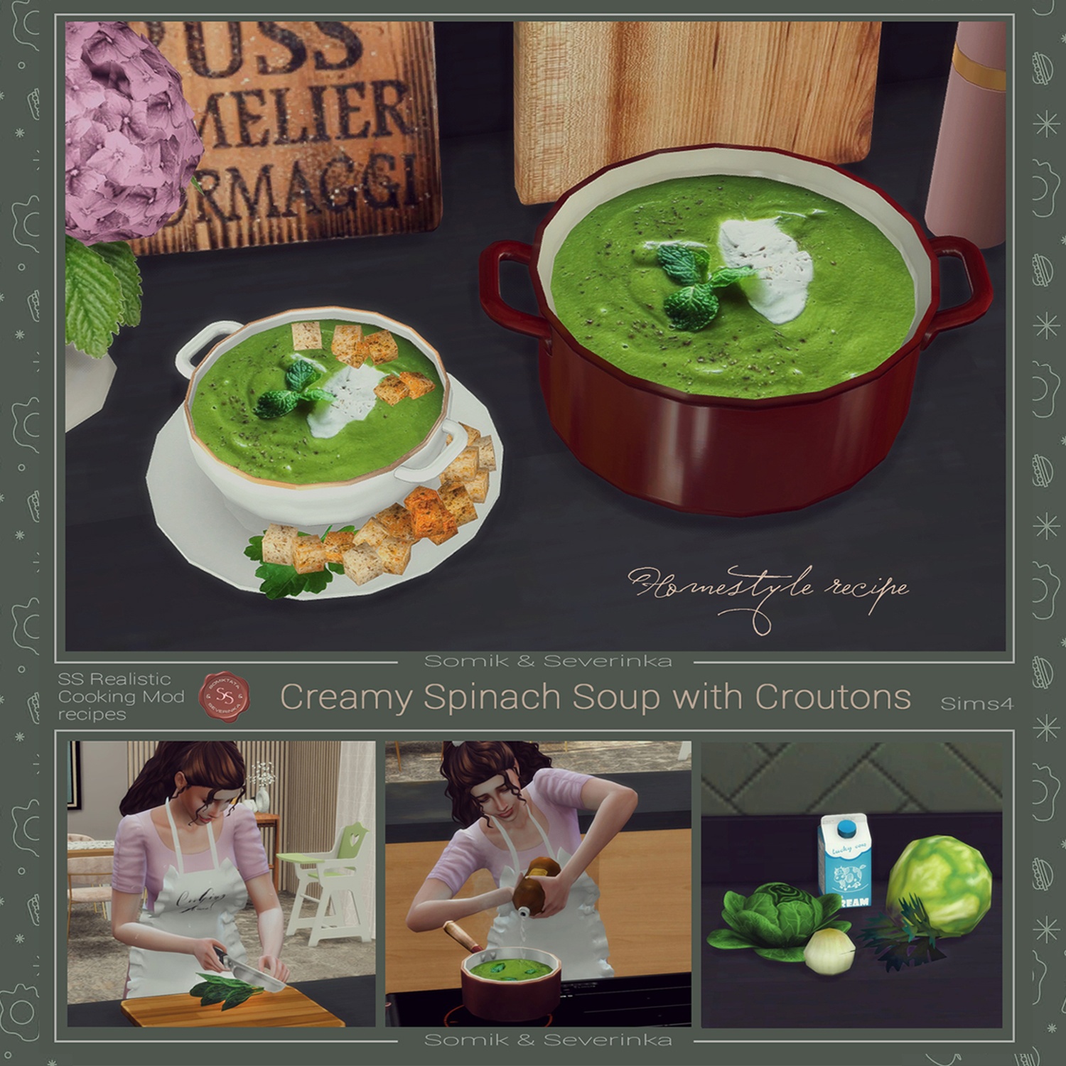 Spinach Soup with Cream and Croutons The Sims 4 Mods
