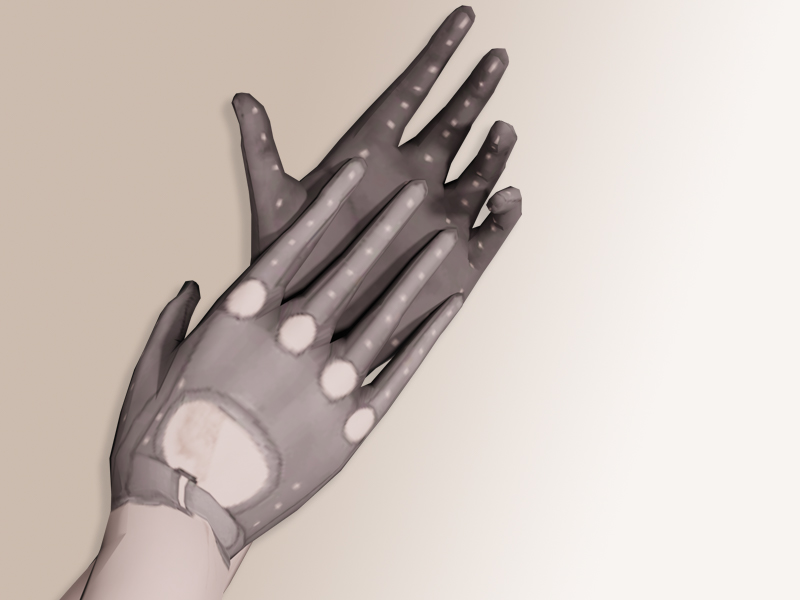 Grey driving gloves