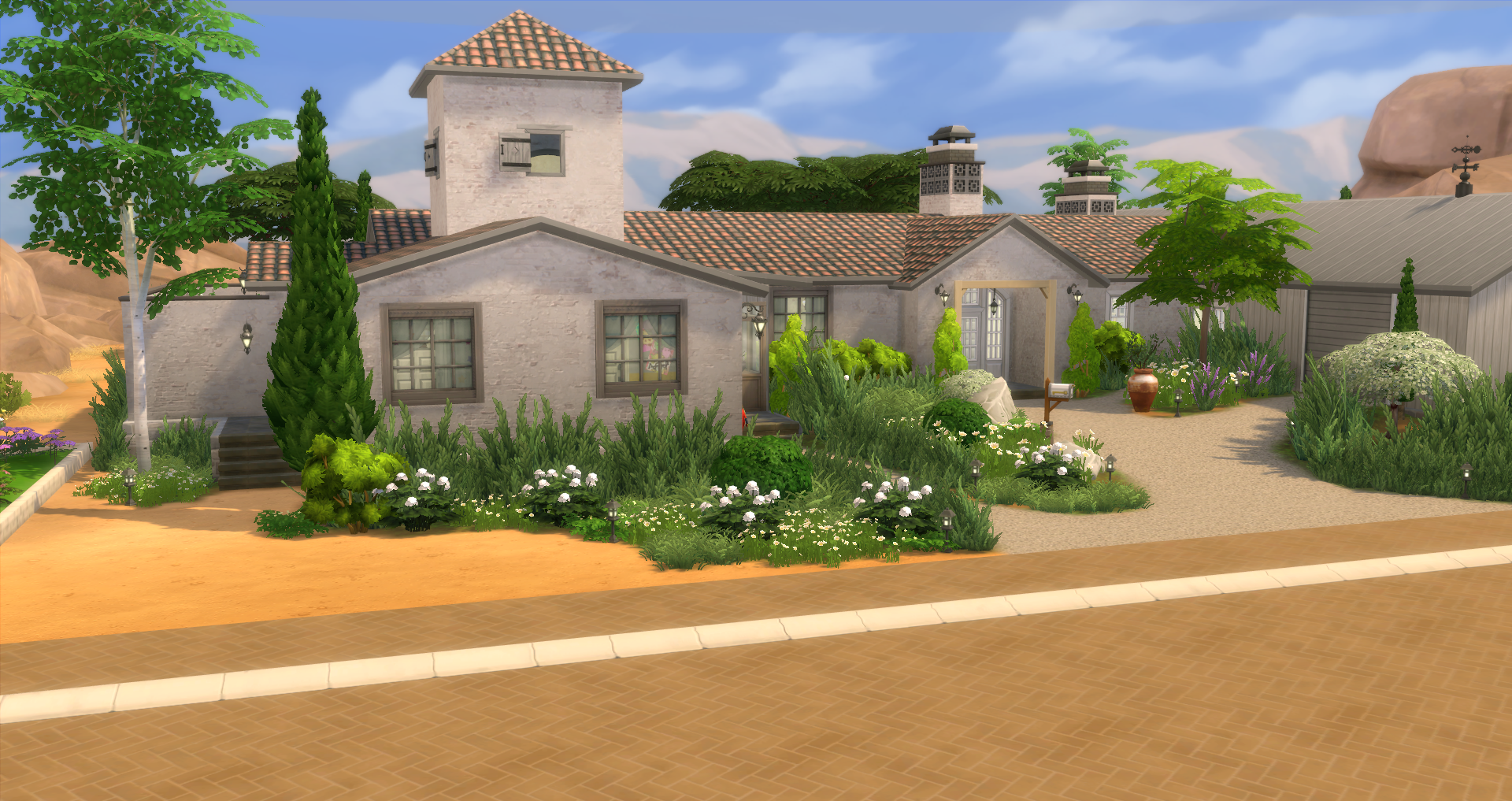 This is a wider shot of the thumbnail, front of the house from the left side.