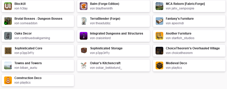 Hier kann man sehen was für mods drinne sind