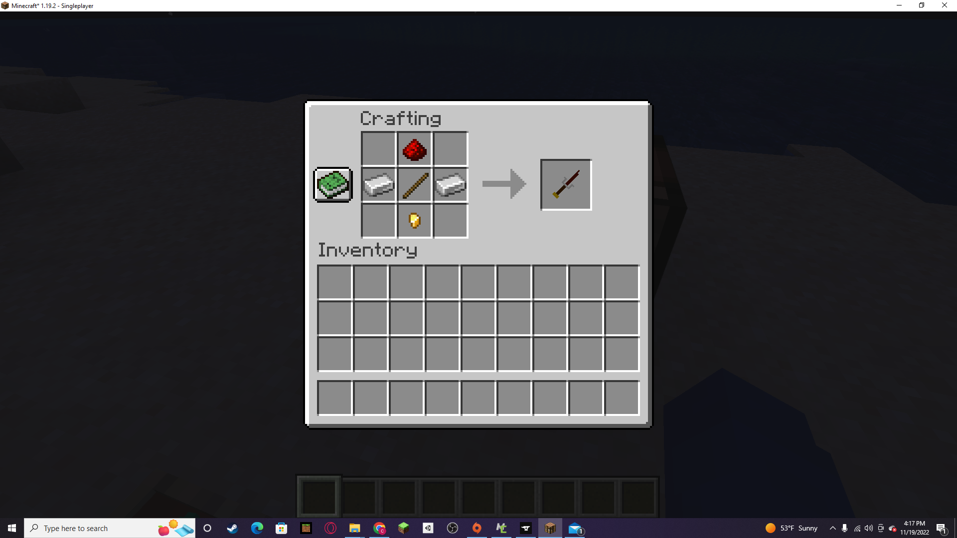 This is the redstone blade and its recipe