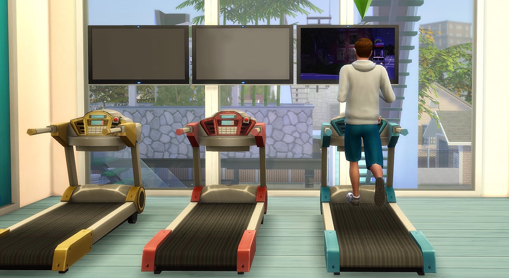 On his free day, Daddy wants to keep in shape.