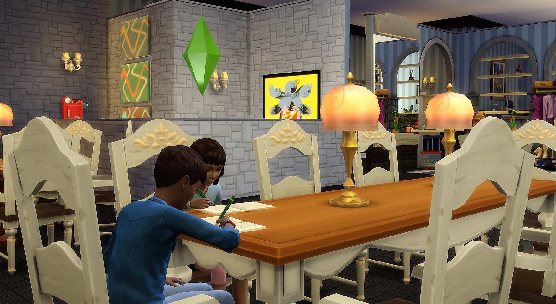 The Kids do their homework - they got plans afterward ...