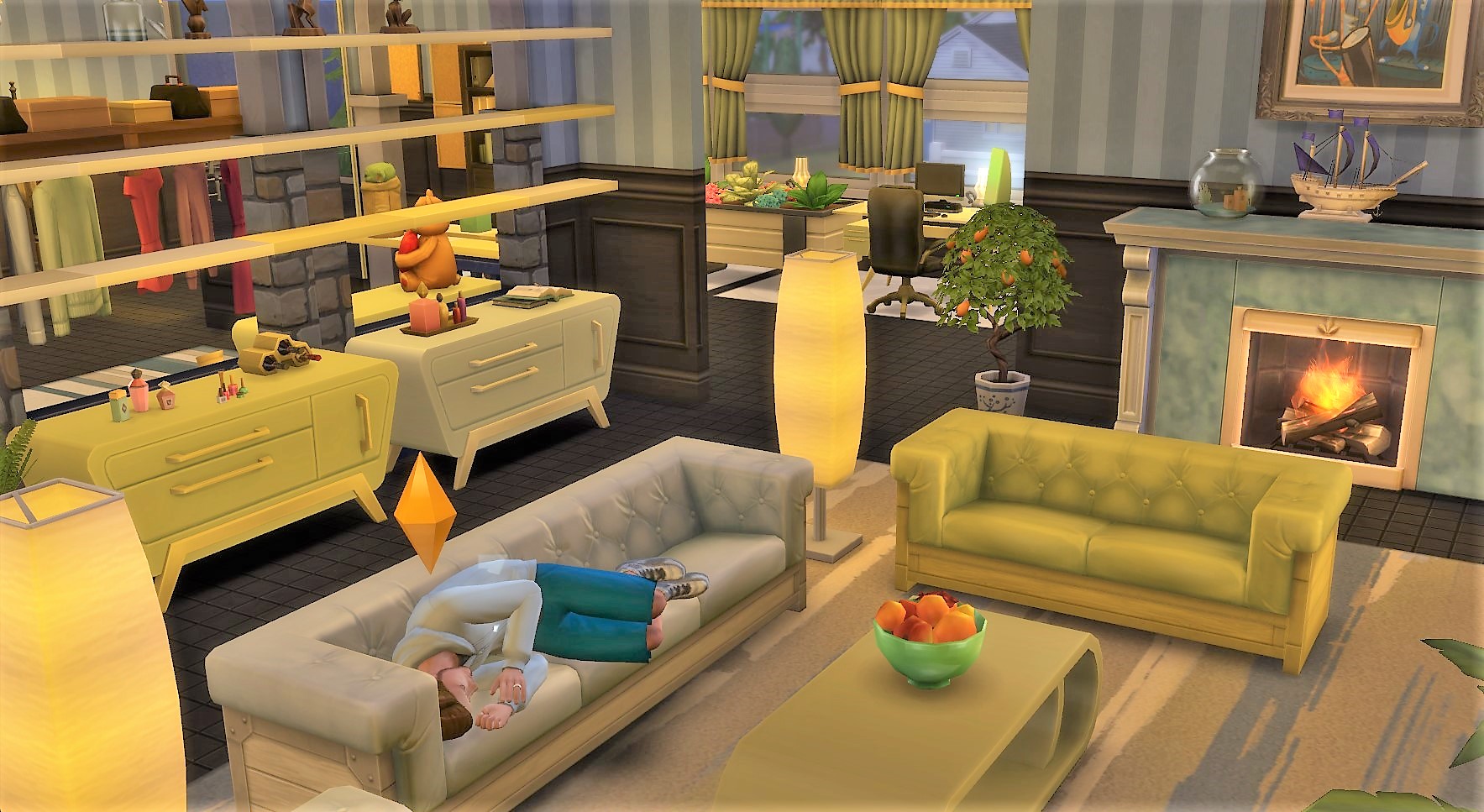Too much for Daddy today - he needs the comfort of his brand-new living room.