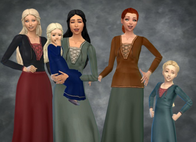 Basic Medieval Peasant Dress for all ages - The Sims 4 Create a Sim ...