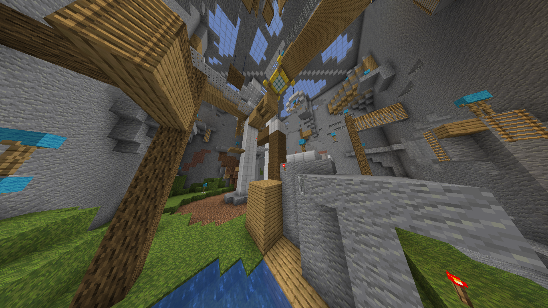 A vertical room where you need to reach the top to continue on with the map.