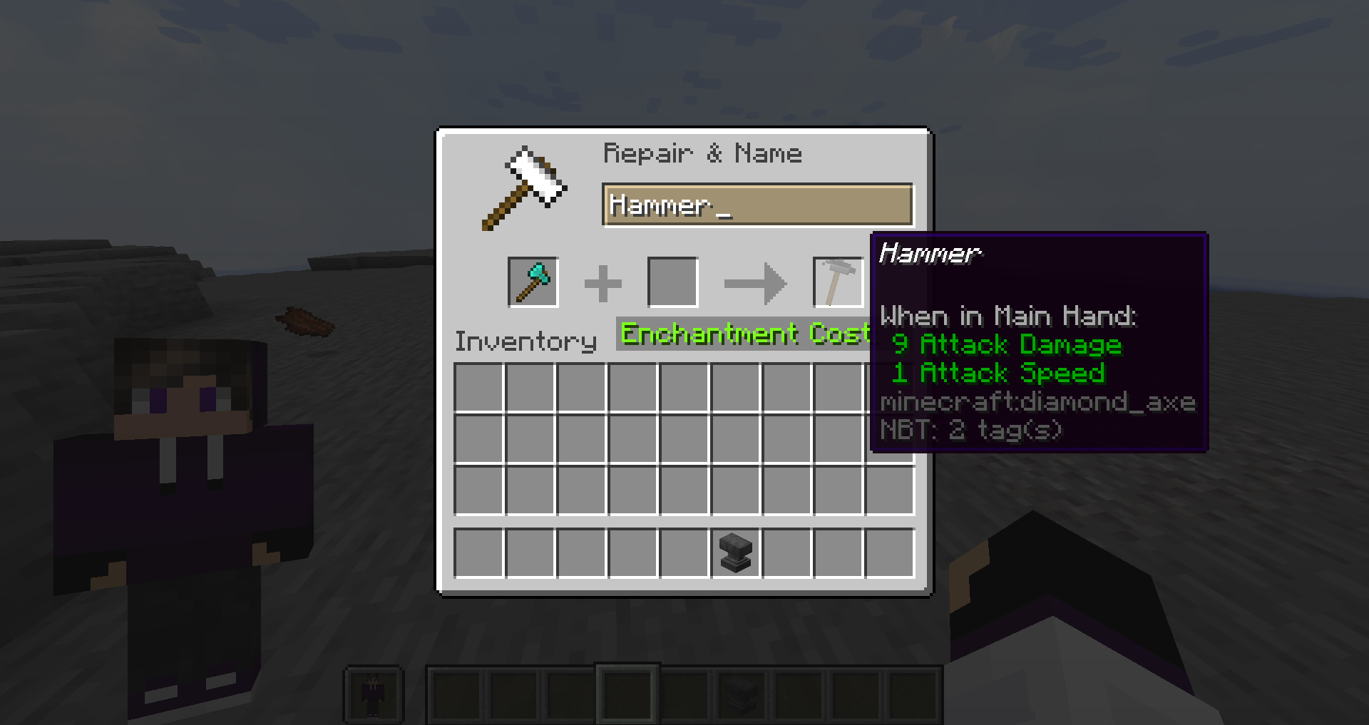 You can get your hands on this by renaming any axe to Hammer