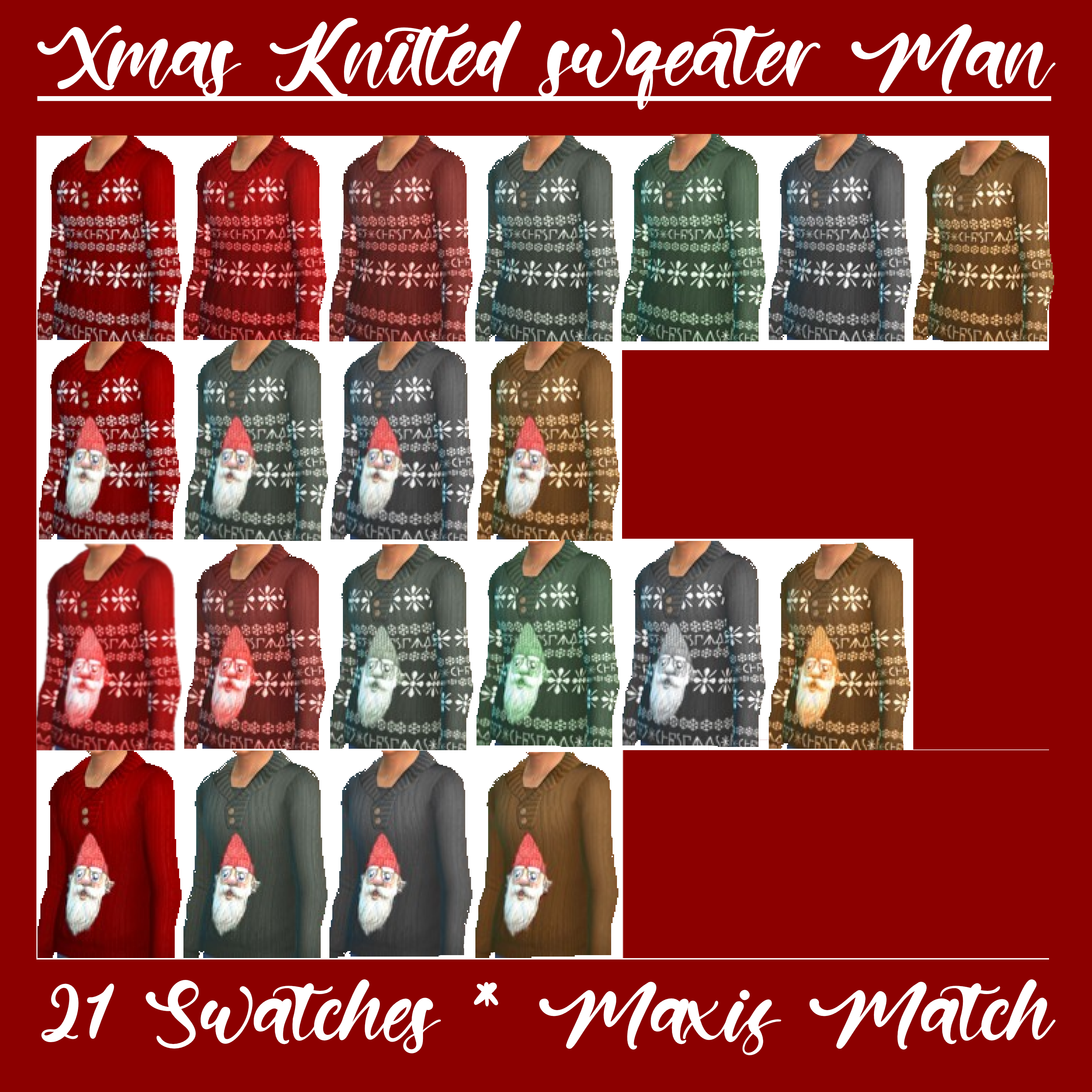 21 Sweaters/Swatches, Maxis Match, Basegame compatible