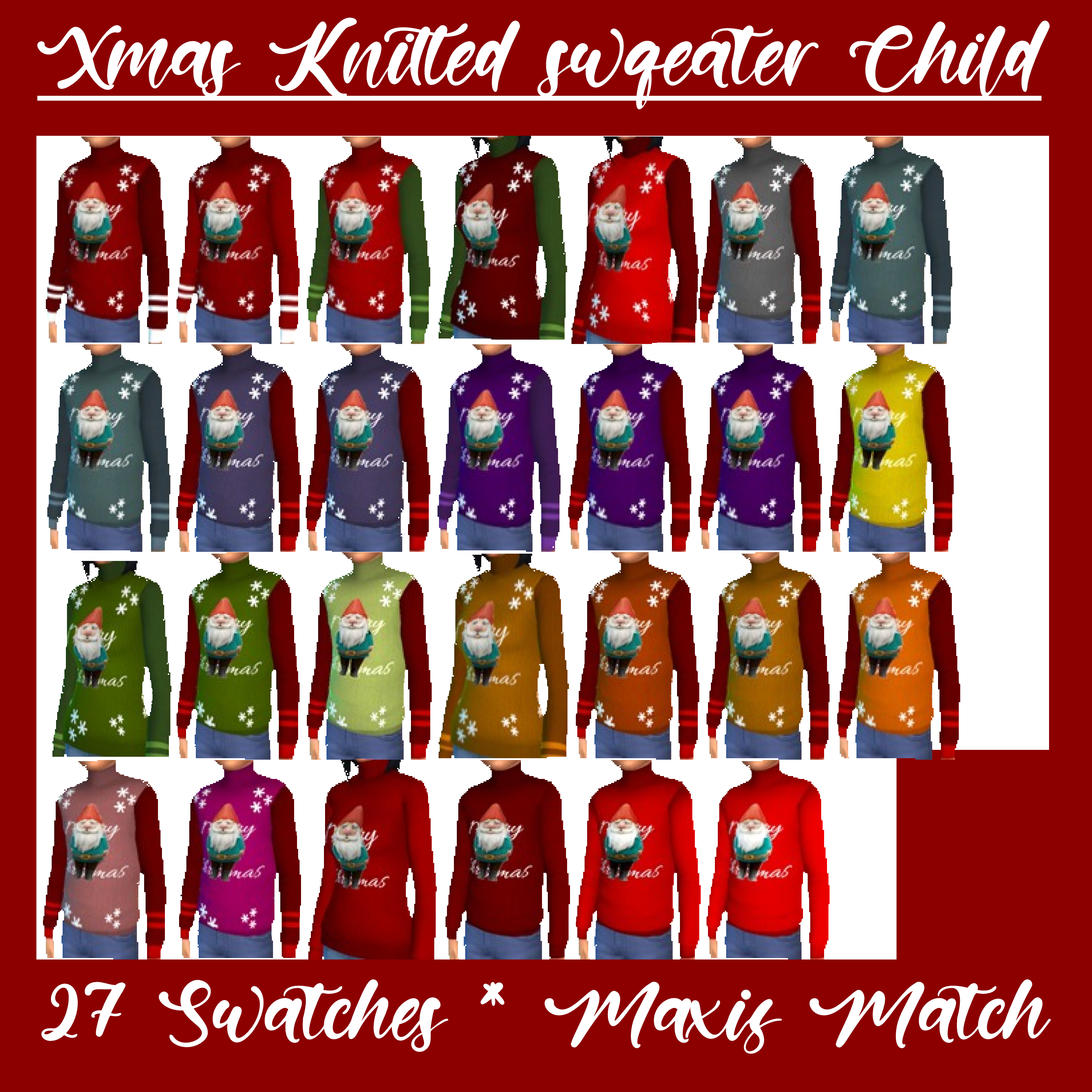27 Swseater/Swatches, Maxis Match, Basegame Compatible