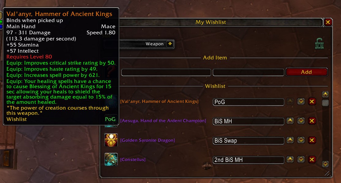 Wishlist Item Tooltip