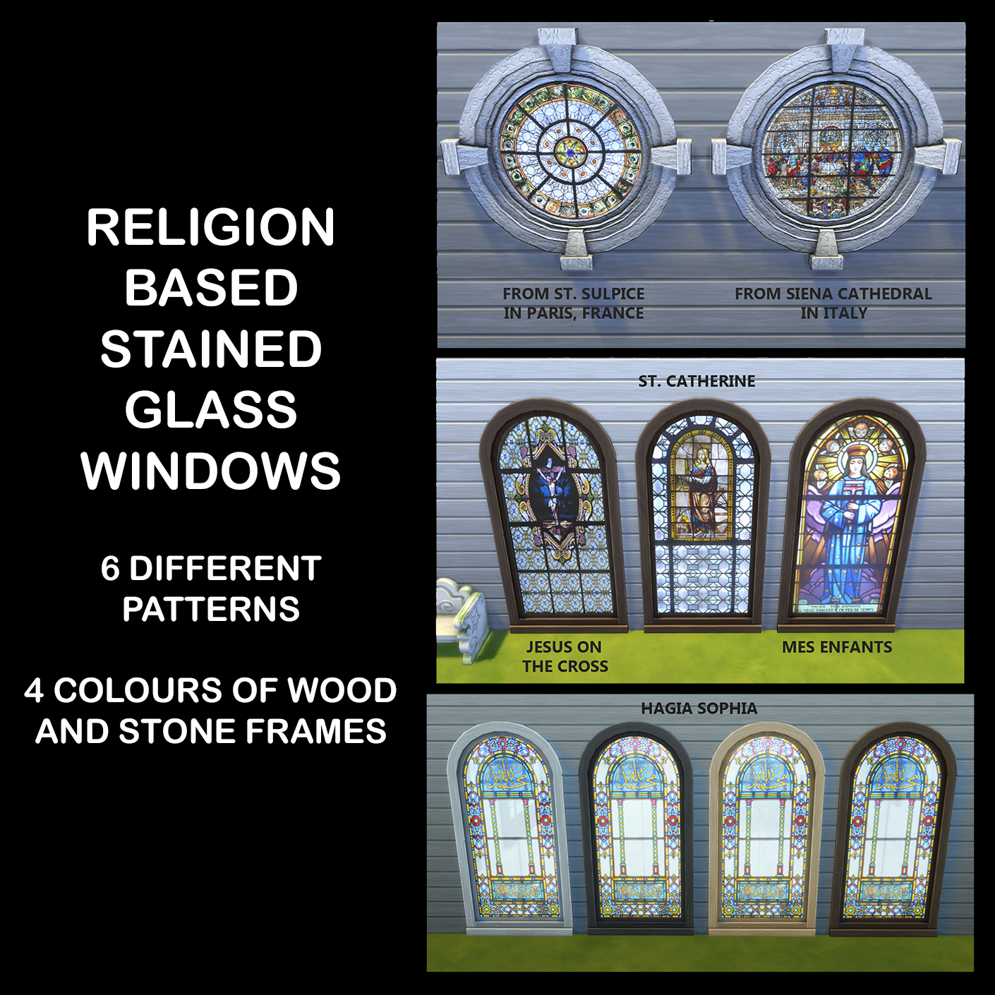 Religion Based Stained Glass Windows Screenshots The Sims 4 Build