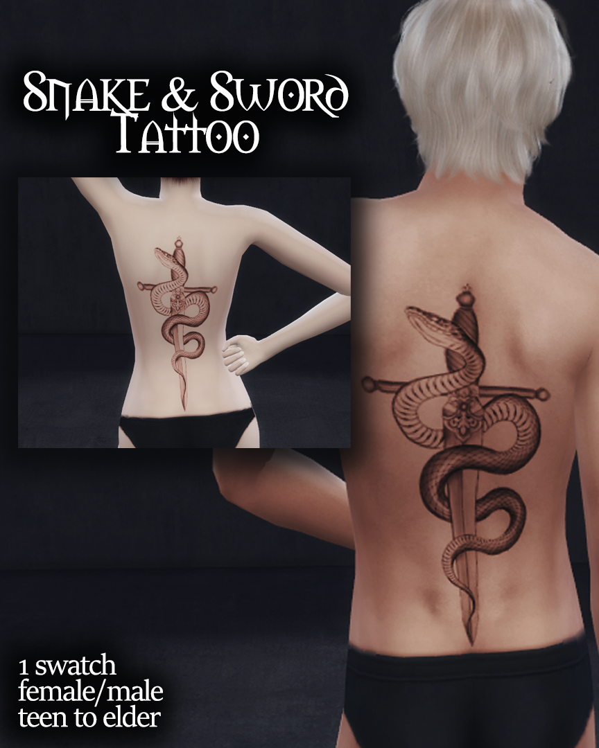 Snake  Sword Back Tattoo  The Sims 4 Create a Sim  CurseForge