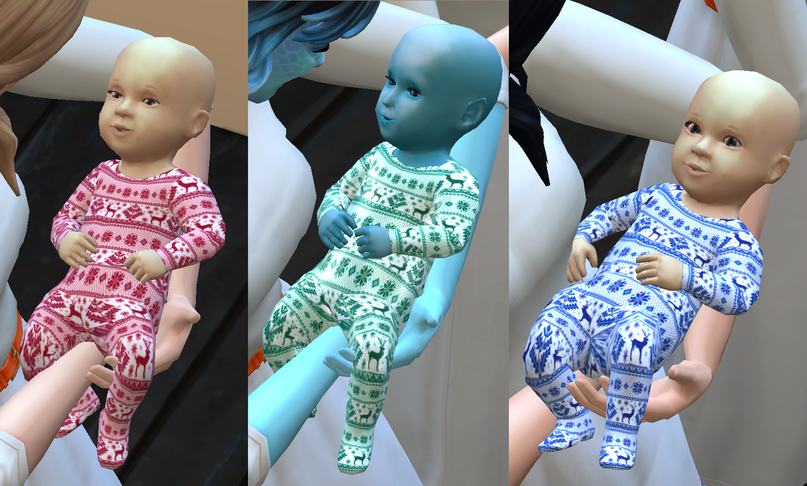 This is what the little Christmas footsie pj's baby outfit look like in game