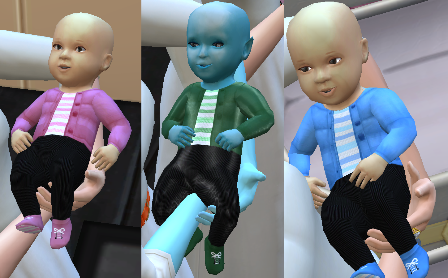 This is what your little sims babies will look like in game wearing the winter puffer jacket outfit