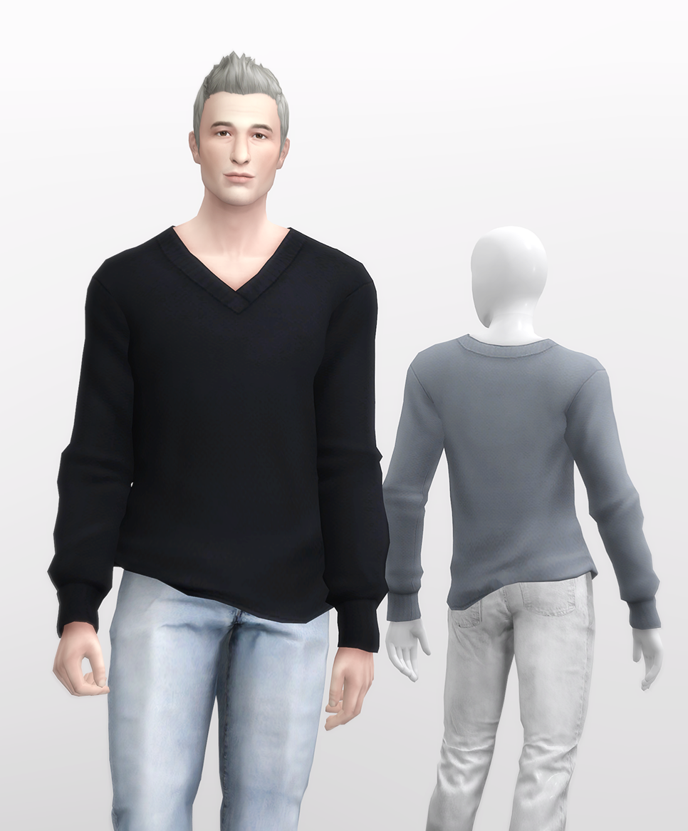 Download Long Sleeveless V-neck Sweater for M - The Sims 4 Mods ...
