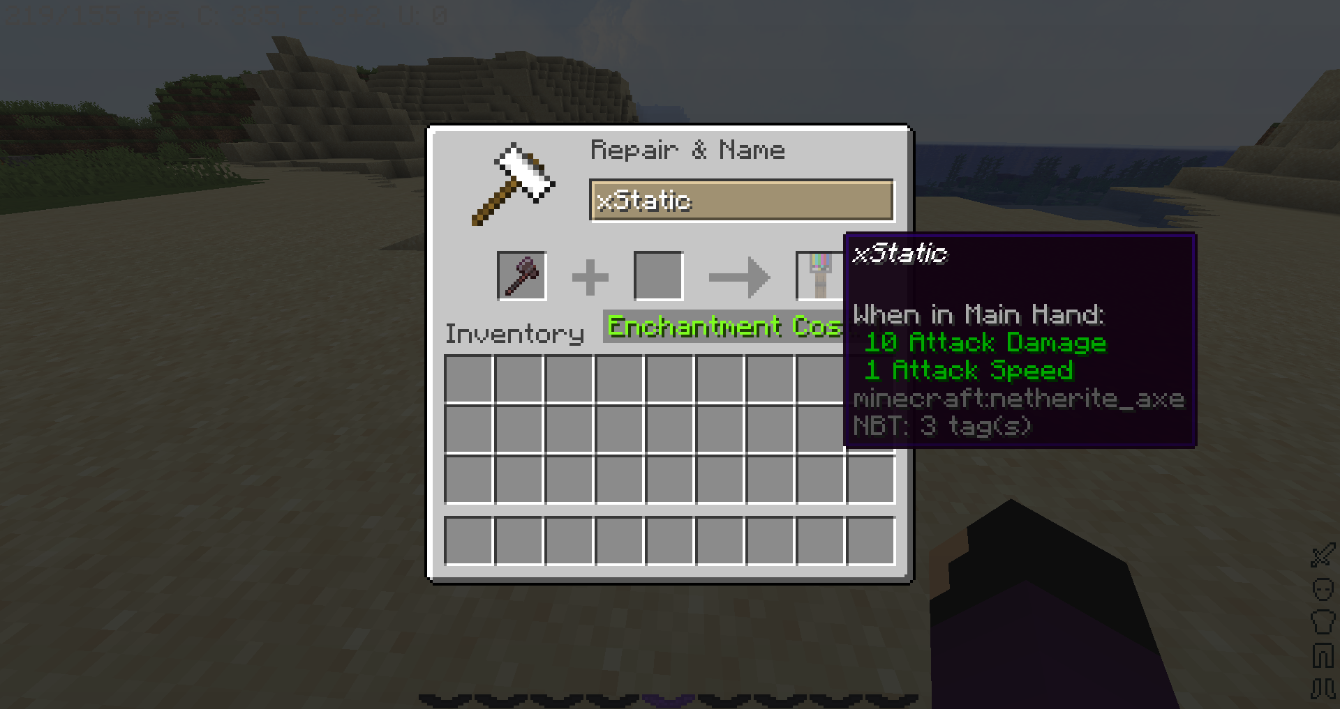 You can get your hands on this by renaming any axe to xStatic