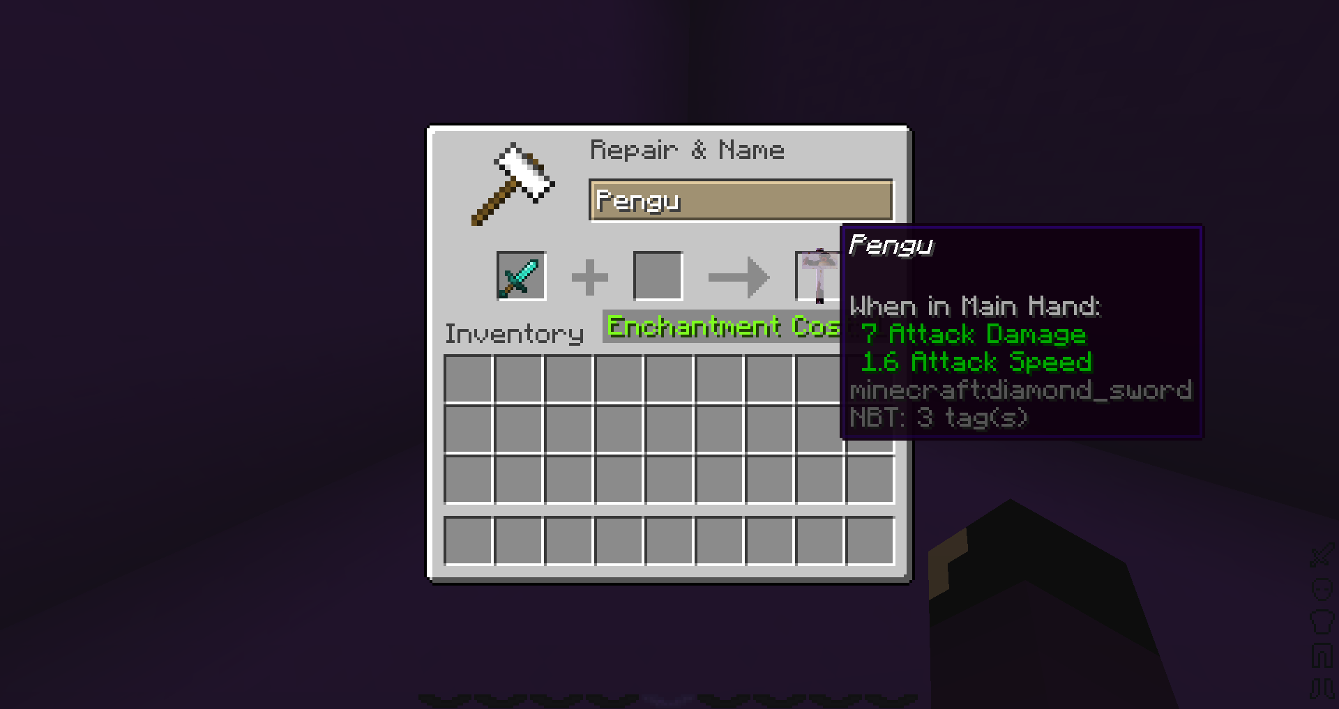 You can get this beauty by renaming any sword to Pengu