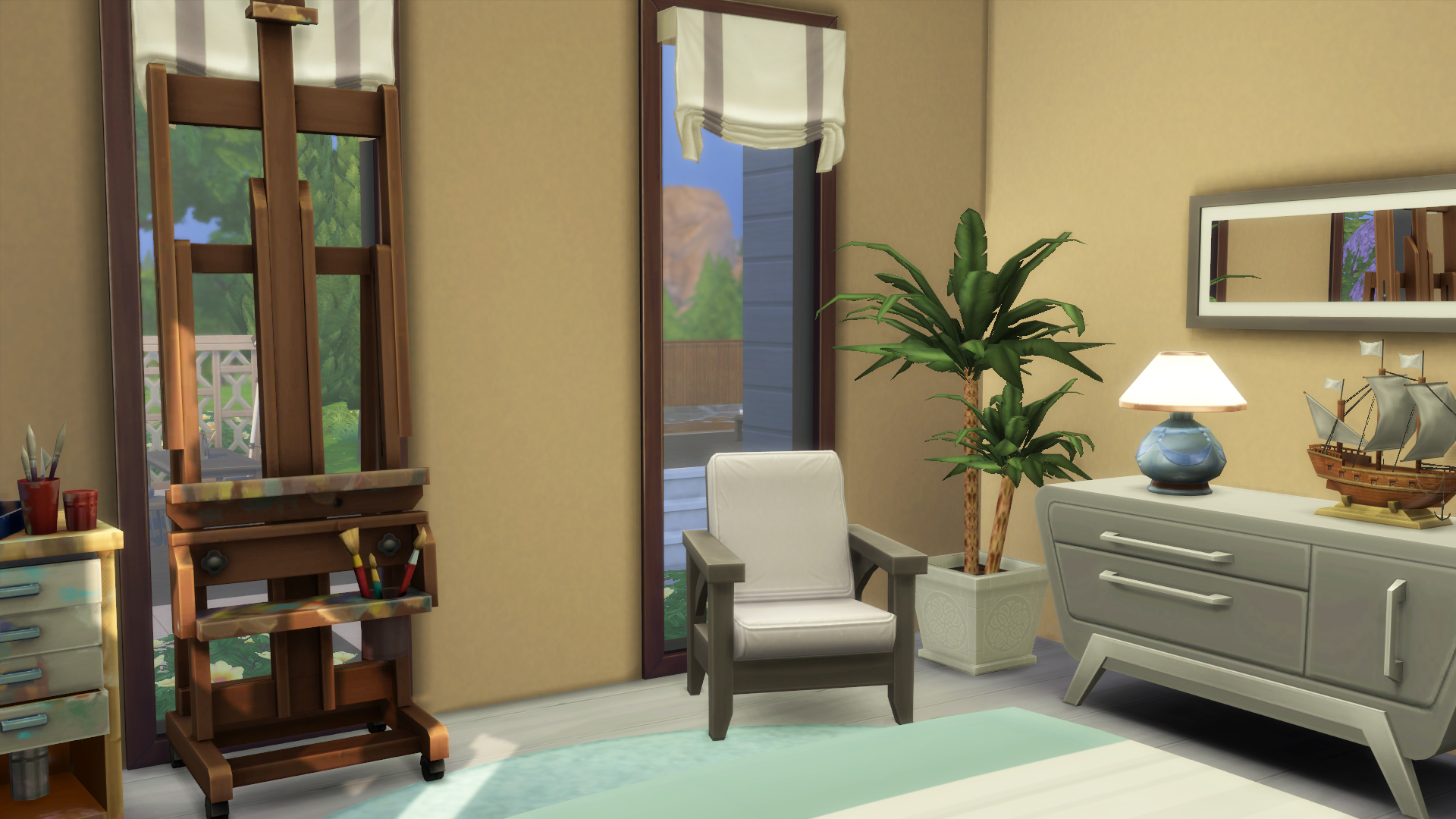 This is the interior of the first bedroom, cozy and ready for your painter sim.