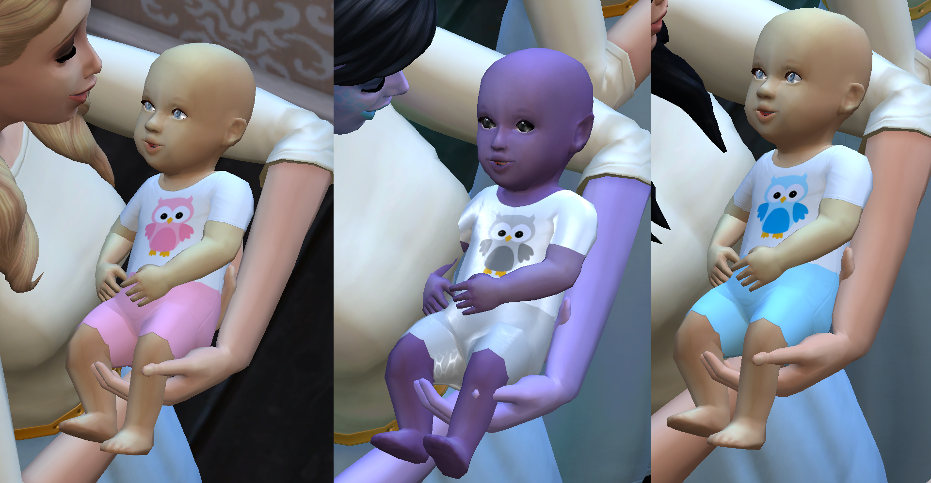 This is what your little sims babies will look like wearing the Owl summer baby outfit