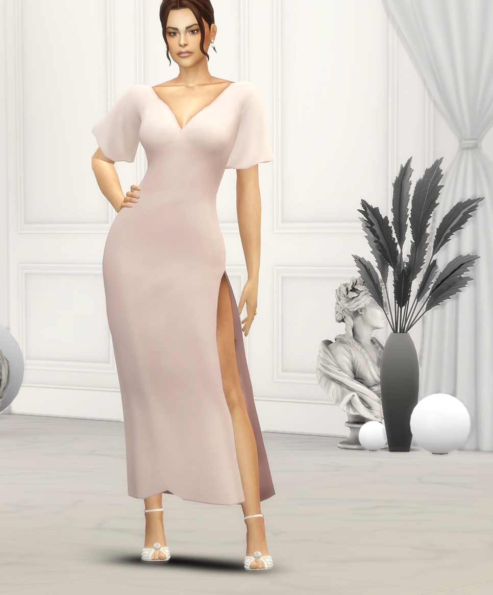 V Shape Midi Dress Create A Sim The Sims Curseforge