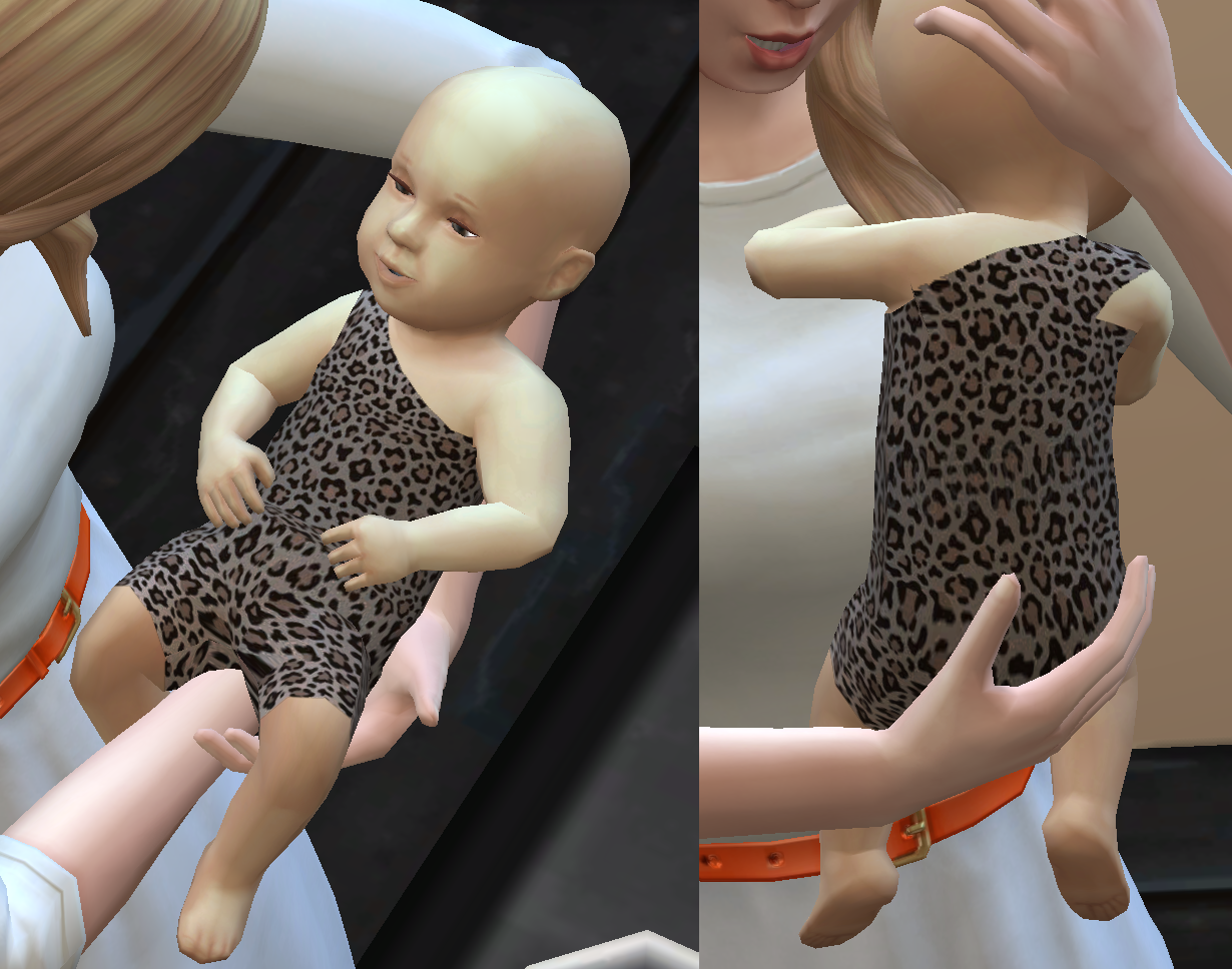 This is what the full cave baby outfit will look like in your game