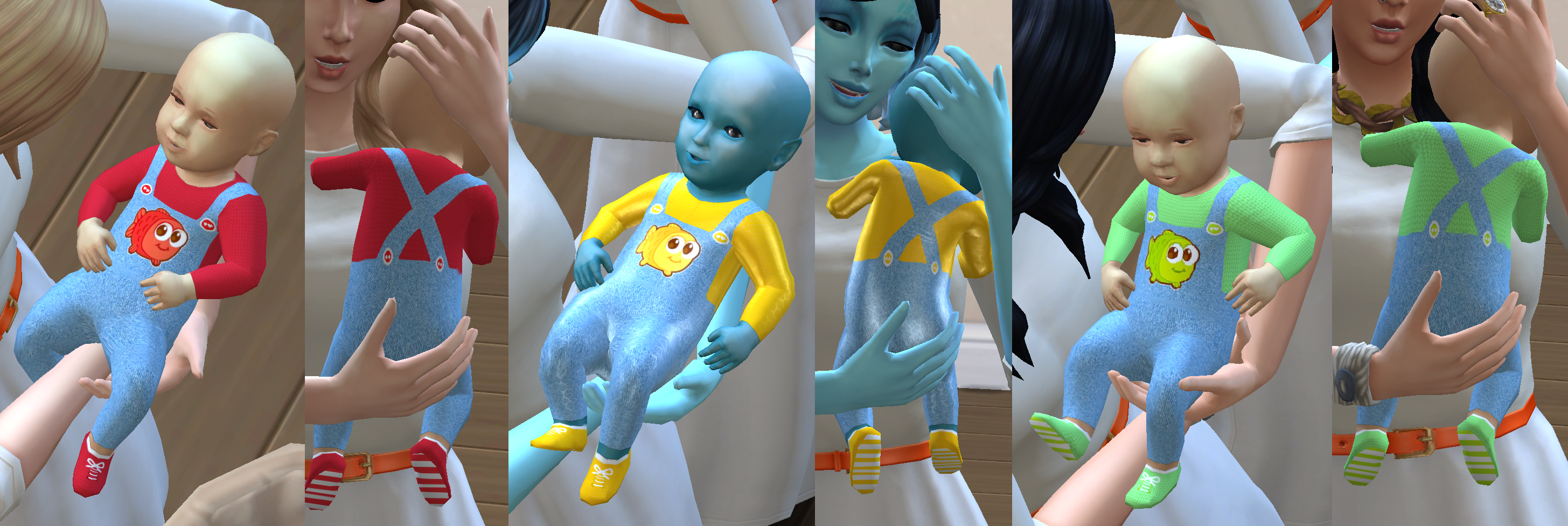 This is what the fishie dungarees baby outfits will look like in your game