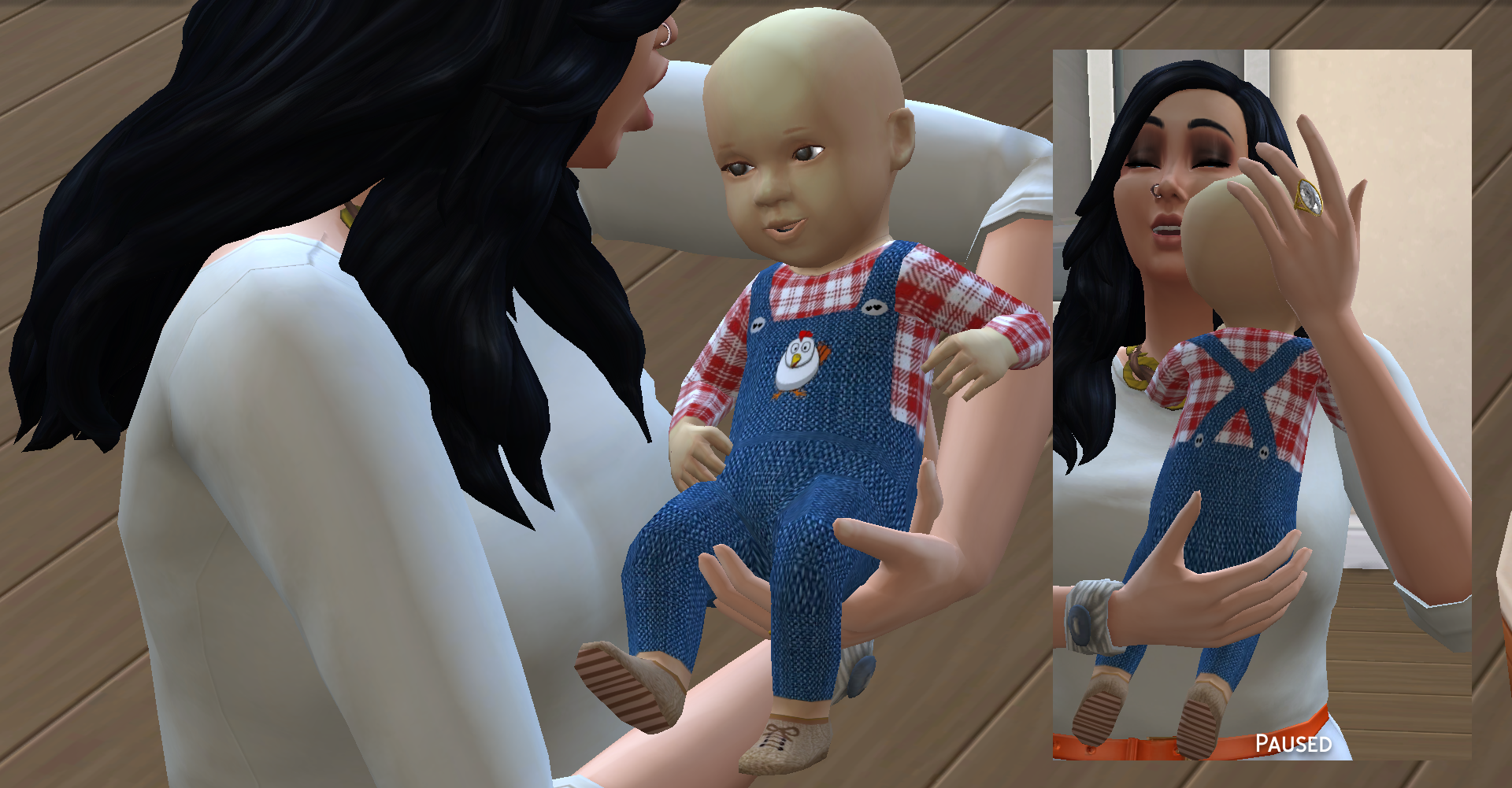 This is what your little farm hen overalls will look like in your game.