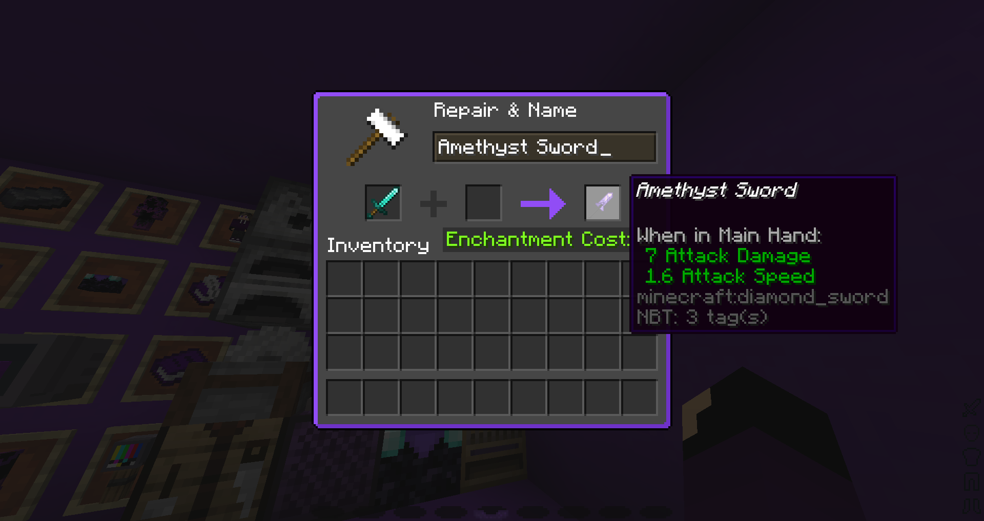 You can get your hands on this by renaming any sword to Amethyst Sword