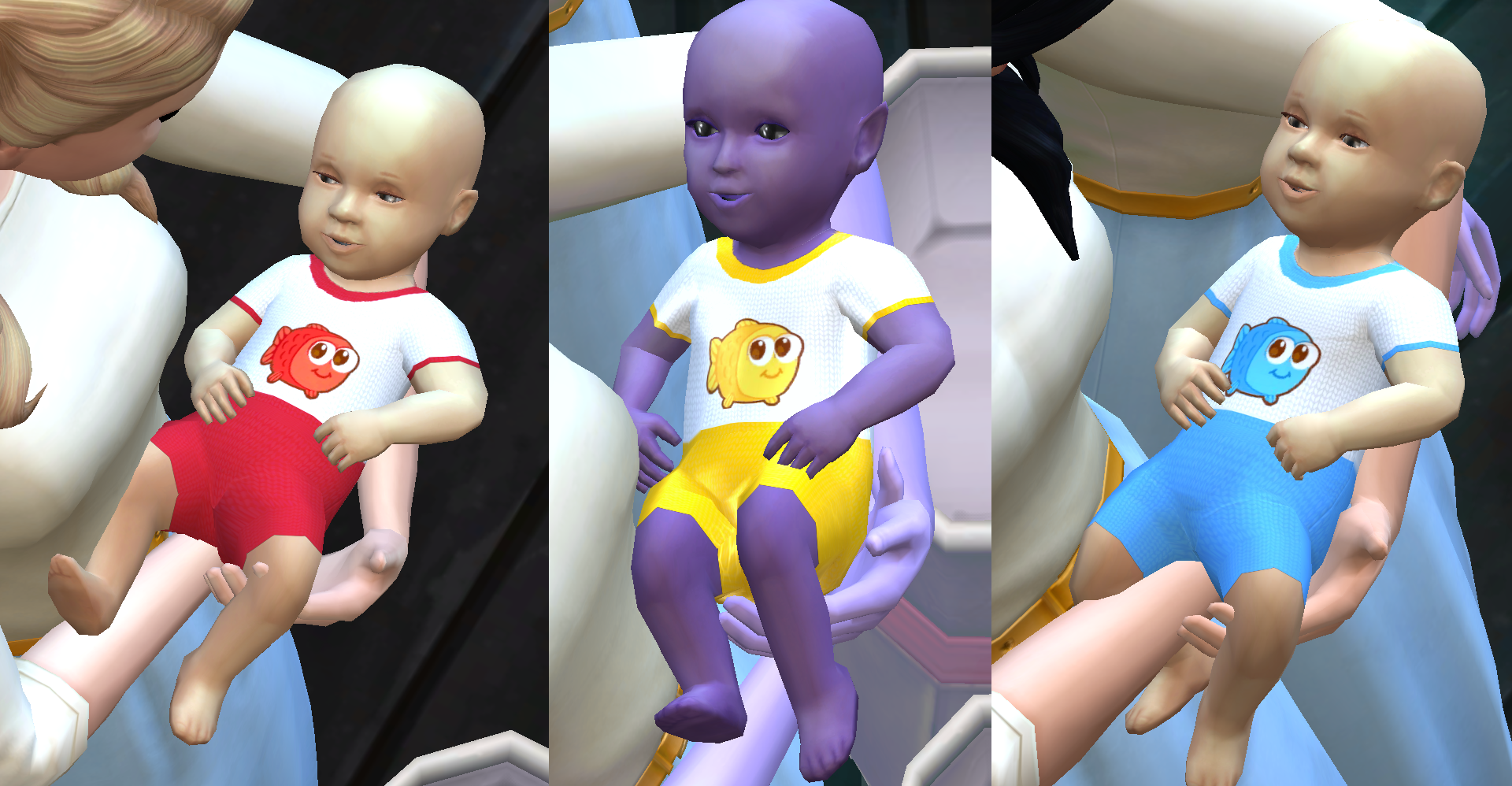 This is what the fishies summer baby outfit will look like in your game